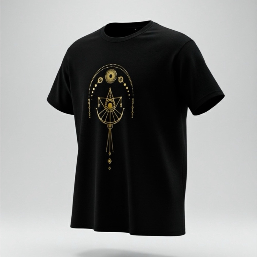 Black Celestial Boho Graphic T-Shirt – Size M - Picture 2 of 5